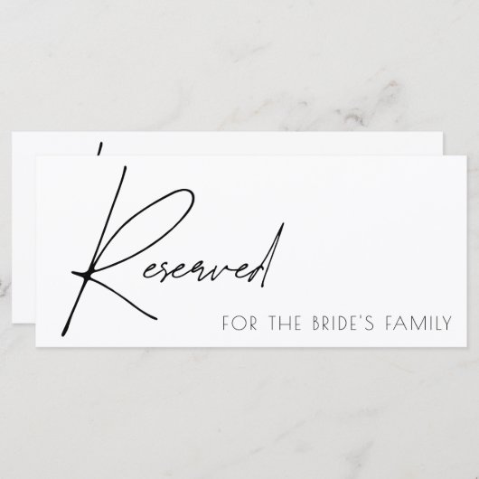 Elegantes vorbehaltenes Hochzeitszeichen (Vorne/Hinten)