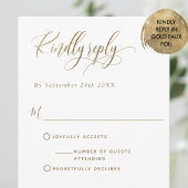 Elegantes W/ohne Mahlzeiten, weiß und Gold, Hochze RSVP Karte