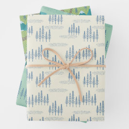 elegantes Walddiagramm Geschenkpapier Set