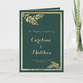 Elegantes, waldgrünes, goldenes Blattprogramm Programm (Vorderseite)