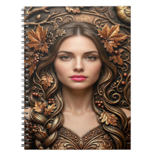 Elegantes Waldporträt in geprägter Bronze-Kunst Notizblock