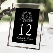 Elegantes Wappen Black Wedding Tischnummer