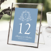Elegantes Wappen Blue Wedding Tischnummer