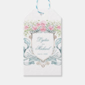 Elegantes Wappen der Rose mit Bow | Hochzeit Geschenkanhänger (Vorderseite)
