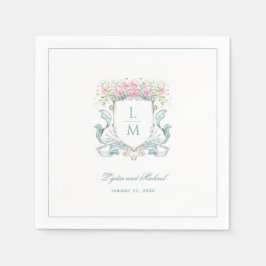 Elegantes Wappen der Rose mit Bow | Monografische Serviette