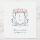 Elegantes Wappen der Rose mit Bow | Monografische Weinetikett (Einzelnes Label)