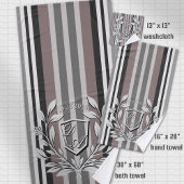 Elegantes Wappen Earth Tones Brown Savannah Streif Badhandtuch Set