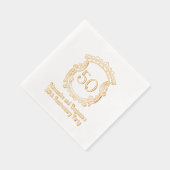 Elegantes Wappen Frame #2-Jubiläum-Party Geblüht Servietten Mit Folie (Rechts)