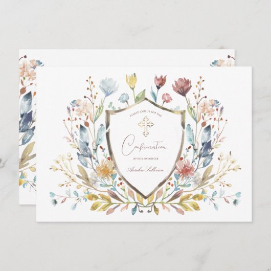 Elegantes Wappen für Wasserfarben Einladung (Vorne/Hinten)