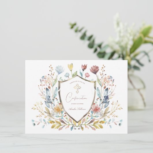 Elegantes Wappen für Wasserfarben Einladung (Stehend Vorderseite)