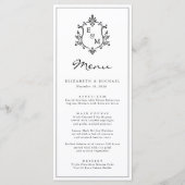 Elegantes Wappen-Hochzeitsmenü mit Monogramm Programm (Vorderseite)