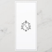 Elegantes Wappen-Hochzeitsmenü mit Monogramm Programm (Rückseite)