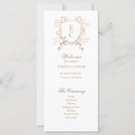 Elegantes Wappen-Hochzeitsprogramm für Floral Mono