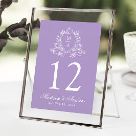 Elegantes Wappen Lavender Wedding Tischnummer