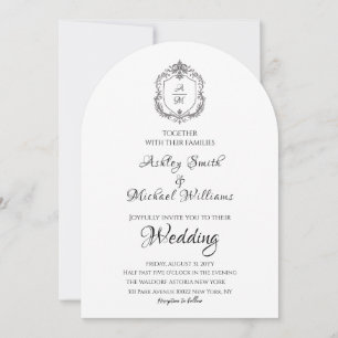 Elegantes Wappen Minimalistisch-formale Monogramm- Einladung