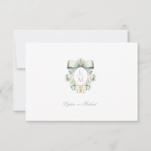 Elegantes Wappen mit einem grünen Bön Dankeskarte (Rückseite)