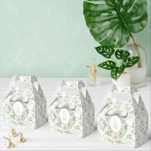 Elegantes Wappen mit einem grünen Bön | Hochzeit Geschenkschachtel (Zahlreiche)