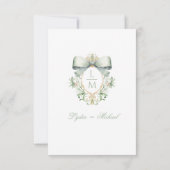 Elegantes Wappen mit Green Bow Details Einsteckkar Dankeskarte (Rückseite)