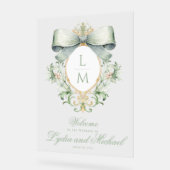 Elegantes Wappen mit Grünen Bögen Begrüßung Acrylschild (Winkel)