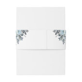 Elegantes Wappen mit Initialen, duster blauer Blum Einladungsbanderole (Rückseitenbeispiel)