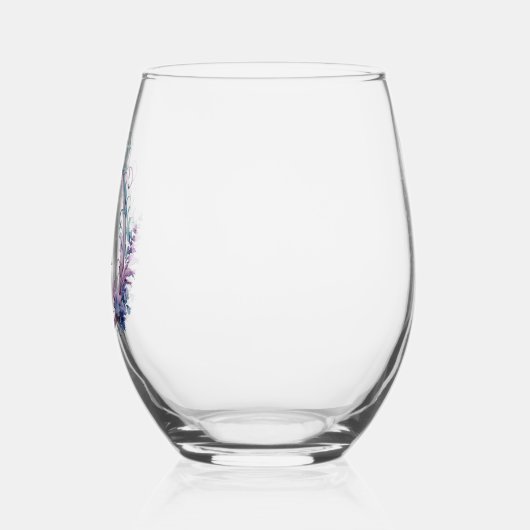 Elegantes Wappen mit Monogramm Weinglas Ohne Stiel (Links)