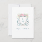 Elegantes Wappen mit Rose mit Angabe der Bow-Daten Dankeskarte (Rückseite)