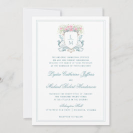 Elegantes Wappen mit Rose | Monografische Hochzeit Einladung