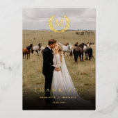 Elegantes Wappen Monogram 1 Foto Vielen Dank für I Folieneinladung (Vorderseite)