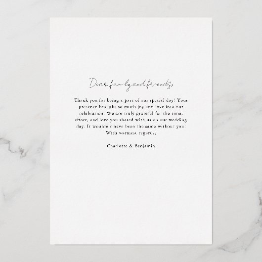 Elegantes Wappen Monogram 1 Foto Vielen Dank für I Folieneinladung (Rückseite)