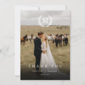 Elegantes Wappen Monogram 2 Foto Danke Karte (Vorderseite)