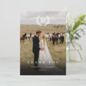 Elegantes Wappen Monogram 2 Foto Danke Karte (Stehend Vorderseite)