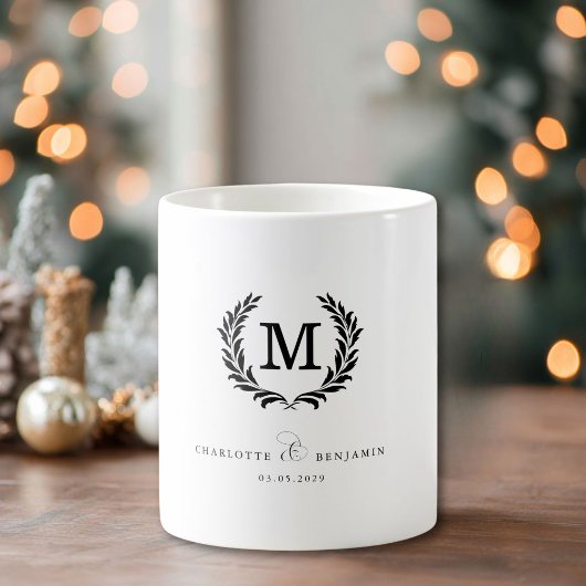 Elegantes Wappen Monogram Custom Wedding White Kaffeetasse