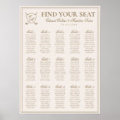 Elegantes Wappen Monogram Golf Wedding Seating Cha Poster (Vorne)