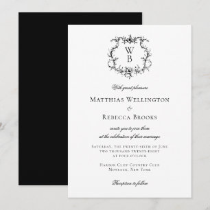 Elegantes Wappen Monogram Wedding Einladung