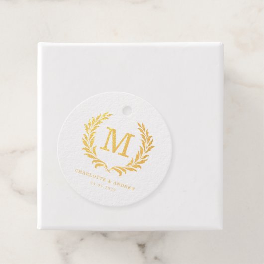 Elegantes Wappen Monogram Wedding Geschenkanhänger (Mit Box)