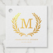 Elegantes Wappen Monogram Wedding Geschenkanhänger (Vorderseite)