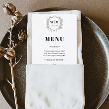 Elegantes Wappen Monogram Wedding Menu