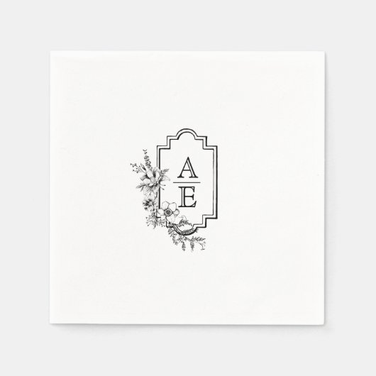 Elegantes Wappen Monogram Wedding Napkin Serviette (Vorderseite)