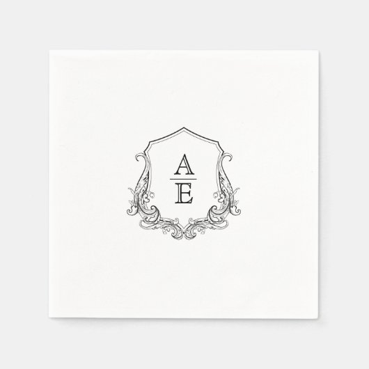 Elegantes Wappen Monogram Wedding Napkin Serviette (Vorderseite)