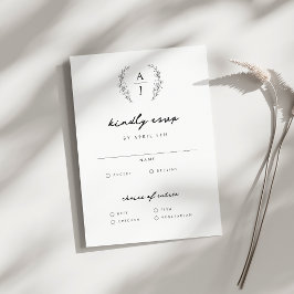 Elegantes Wappen Monogram Wedding RSVP Karte