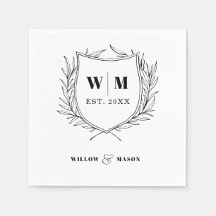Elegantes Wappen Monogram Wedding Serviette