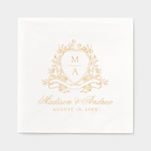 Elegantes Wappen Monogram Wedding Servietten Mit Folie (Vorderseite)