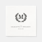 Elegantes Wappen Monogram White Wedding Serviette (Vorderseite)