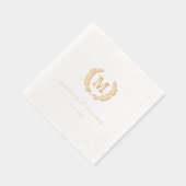 Elegantes Wappen Monogram White Wedding Servietten Mit Folie (Rechts)