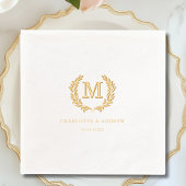 Elegantes Wappen Monogram White Wedding Servietten Mit Folie