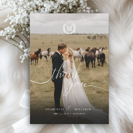 Elegantes Wappen Monogramm 2 Foto Dankeskarte