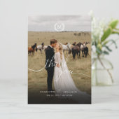 Elegantes Wappen Monogramm 2 Foto Dankeskarte (Stehend Vorderseite)