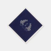 Elegantes Wappen-Monogramm-Navy-Erbe-Hochzeit Serviette (Ecke)