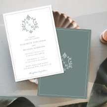 Elegantes Wappen-Monogramm Sage-Grün Hochzeit