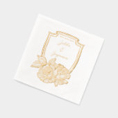 Elegantes Wappen Paare Name & Hochzeitstag Servietten Mit Folie (Links)